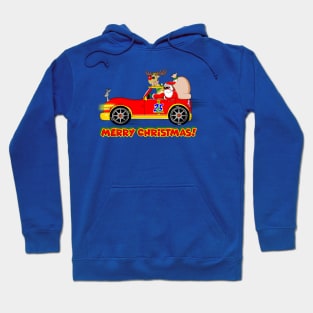 Merry Christmas Cool Funny Santa Car Cartoon Hoodie